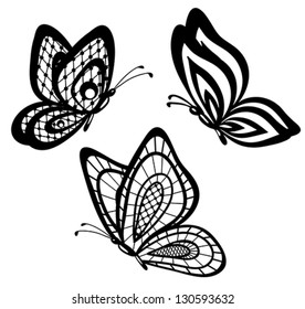 set of beautiful black and white guipure lace butterflies. Many similarities to the author's profile