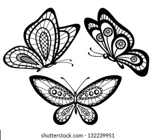 set of beautiful black and white guipure lace butterflies. Many similarities to the author's profile