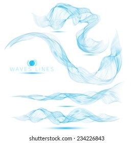 set of beautiful blend massive waves abstract background for design