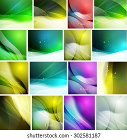 Set of beautiful blurred abstract backgrounds. Business, technology message, presentation or identity