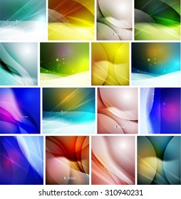 Set of beautiful blurred abstract backgrounds. Business, technology message, presentation or identity