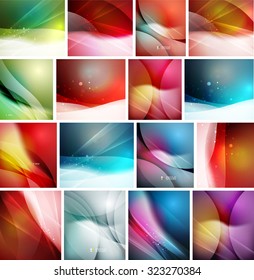 Set of beautiful blurred abstract backgrounds. Business, technology message, presentation or identity