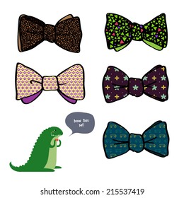set of beautiful bows with different patterns 