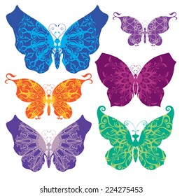Set of beautiful butterflies