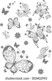 Set of beautiful butterflies