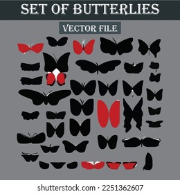 Set of beautiful butterflies vector file