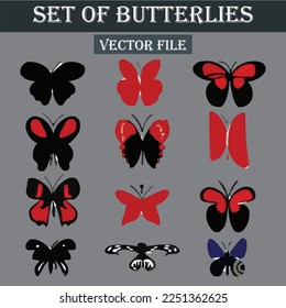 Conjunto de hermosos archivos vectores de mariposas