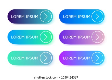 Set of beautiful buttons in flat design with modern gradients and arrows