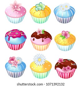 set of beautiful cakes