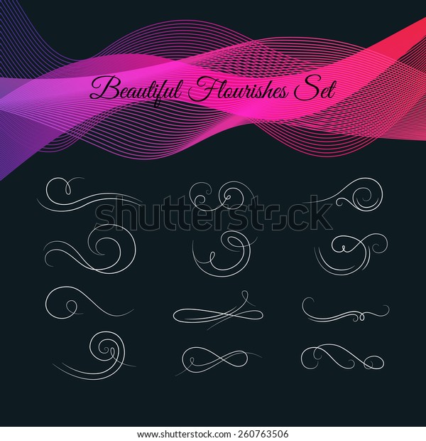 Set of Beautiful Calligraphic Flourishes.\
Vector Vintage Ornaments.
