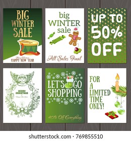 Set of beautiful cards with Christmas and Christmas motifs.