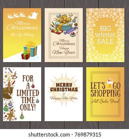 Set of beautiful cards with Christmas and Christmas motifs in gold tones.