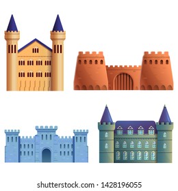 set of beautiful cartoons castles, vector illustration