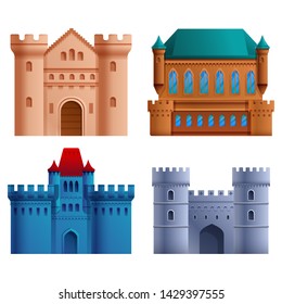 set of beautiful cartoons castles, vector illustration