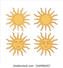 Set of Beautiful Celestial Sun vector icons