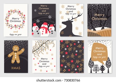 set of beautiful christmas cards. vector illustration