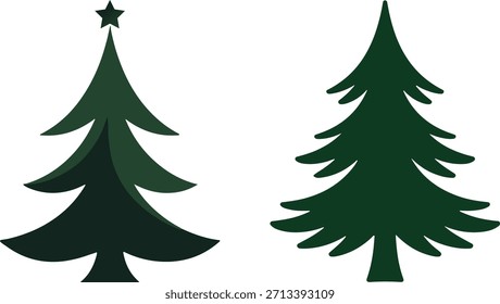 A set of beautiful Christmas tree vector art and illustration.