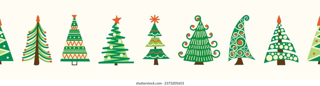 Set of beautiful Christmas trees on white background. Banner for