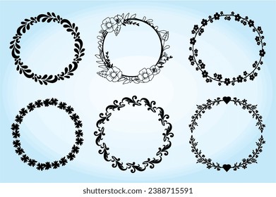 Set beautiful circular floral