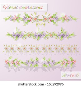 Set of beautiful classic floral decorations for your design. Can be used for page borders.