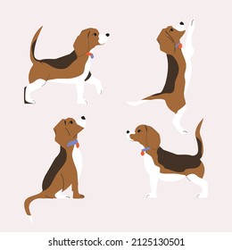 
Eine Reihe von schönen Farbillustrationen des Adlers. Hund in verschiedenen Posen - Stehen, Gehen, Springen, Sitzen. Hund im Halsband. Vektorgrafik