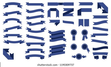 Set Of Beautiful Colored Blue Ribbons.Elements For Your Design Vector Illustration