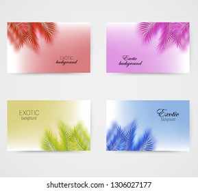 
Set of beautiful colored elegant banners with palm tree leaves