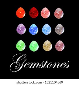 Set of beautiful colored gemstones. Vector illustration