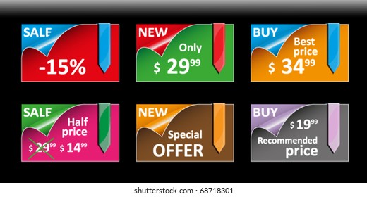 Set of beautiful colored labels and tags for sale