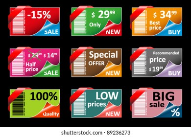Set of beautiful colored labels and tags for sale