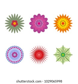 Set of beautiful colorful flowers. Vector illustration.