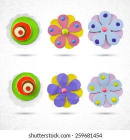 Set of beautiful colorful flowers. Vector illustration.