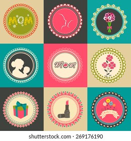 Set of beautiful colorful frames with different elements for Happy Mother's Day celebration.