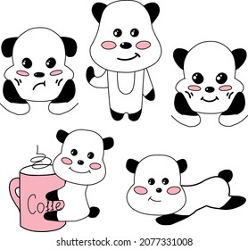 a set of beautiful cute animal in different poses