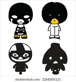 Set of beautiful and cute cartoons design vector file