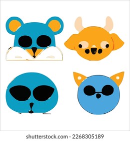 Set of beautiful and cute cartoons design vector file