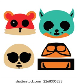 Set of beautiful and cute cartoons design vector file
