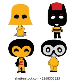 Conjunto de hermosos y lindos archivos vectores de diseño de dibujos animados