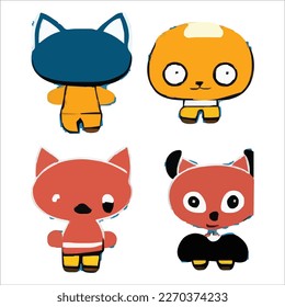 Set of beautiful and cute cartoons design vector file