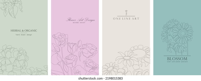 Set of beautiful delicate floral covers, templates, placards, brochures, banners, flyers and etc. Elegant hand drawn backgrounds, postcards, posters, invitation, tags. Color cards with drawing flowers