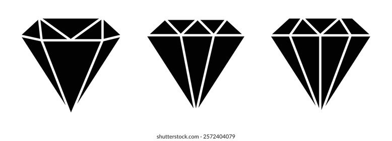 set of beautiful diamond icon. diamond icon set. different shape of diamond icon.