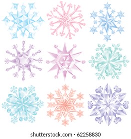 Set of beautiful diamond snowflakes.