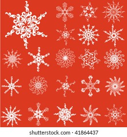 Set of beautiful different snowflakes isolated on white - vector