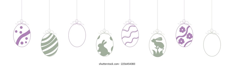 Set of beautiful Easter eggs on white background