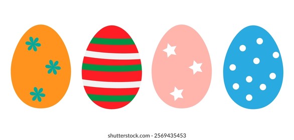 A set of beautiful eggs on a white background,