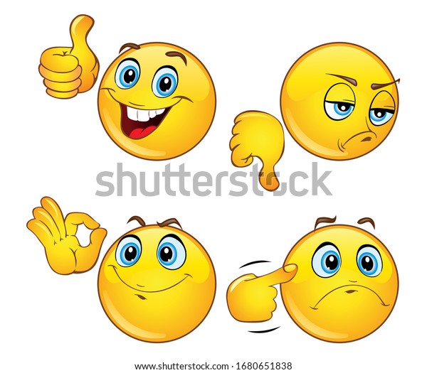 Set Beautiful Emoticons Hand Gestures Emoji Stock Vector (Royalty Free ...