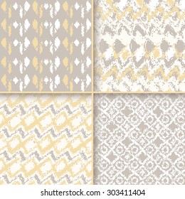 Set of beautiful ethnic designs - vector seamless patterns