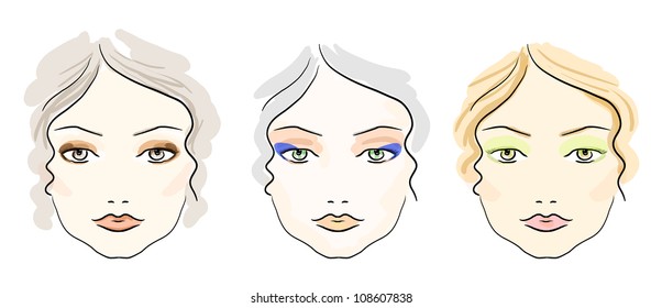 Set of beautiful fashionable make up samples. Eps 10 vector