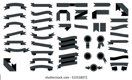 Set of beautiful festive black ribbons. Elements for your design vector illustration