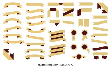 Set of beautiful festive colored gold ribbons. Elements for your design vector illustration